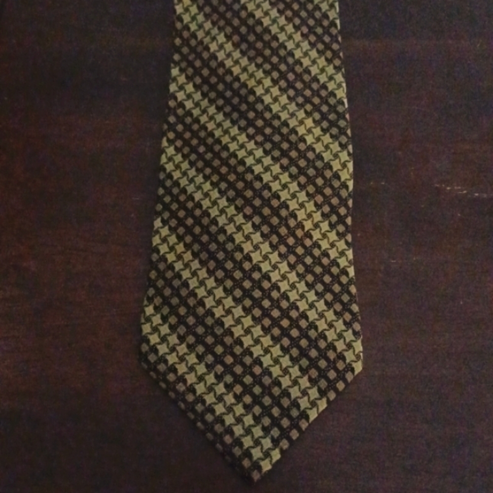 Alcione Black and Tan Check Silk Necktie